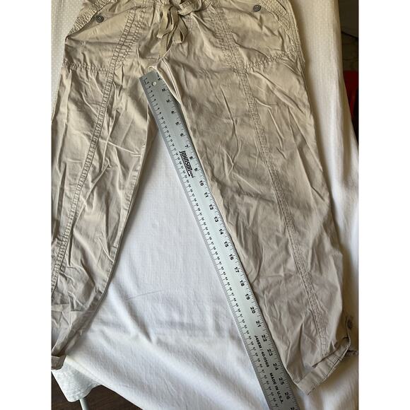 Motherhood Maternity Women Khaki Pants Size S Beige Button Drawstring 27" Inseam - Picture 9 of 10